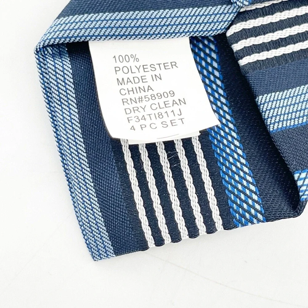Boys 2 Piece Tie‎ Set Blue Striped Necktie Red Patterned Bow Formal Wear Clip